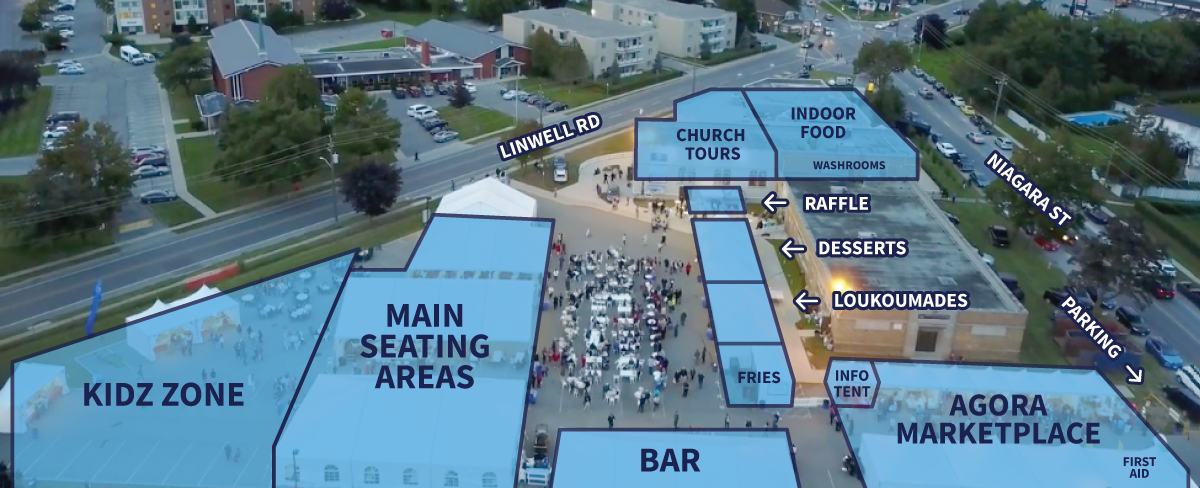 Greek Fest arial map- where to find everything you need at the festival